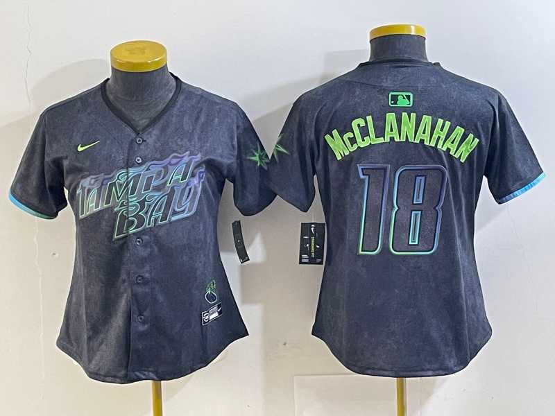 Womens Tampa Bay Rays #18 Shane McClanahan Charcoal 2024 City Connect Limited Stitched Jersey